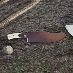 Couteau Bowie à pointe clip en acier Damas fait main par Edge Master Manufacture, épaisseur 4 mm, manche en os, étui en cuir, 12 pouces, DIY - Product Image 6