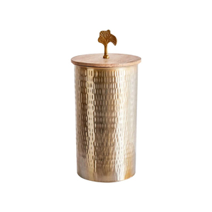 Modern Iron Metal Kitchen Storage <b>Canister</b> With Sustainably Sourced Bamboo Lid Food Grade Round Powder Coated Jar For <b>Tea</b> Coffee - Product Image 4
