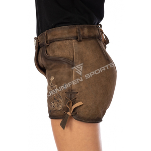 Último Diseño, Lederhosen Bávaros Alemanes para Mujer, Pantalones Cortos de Cuero Genuino de Piel de Vaca con Bordado - Product Image 5