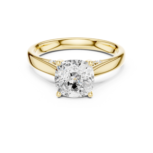 Bague de fiançailles classique en or jaune 14 carats pour femme, diamant de 2 carats taille coussin, certifié IGI, diamant de laboratoire, anniversaire, mariage - Product Image 1