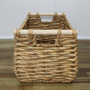 Natural Water Hyacinth Rectangle Storage <b>Basket</b> With Handles Rustic Multi Purpose Home Organization Bin - Product Image 2