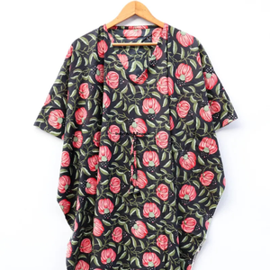 Kaftan en coton imprimé à la main en gros, robe de soirée pour femme, robe longue de plage en coton imprimé, tenue de soirée - Product Image 3