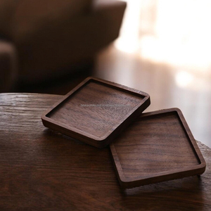 Sous-verre en bois réutilisable moderne pour cérémonie du thé japonaise, tapis de tasse isolant thermiquement en hêtre et noyer, carré 10 cm - Product Image 6