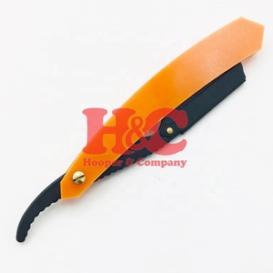 New Design Orange Handle Barber <b>Razor</b> Wholesale Rate Silver Polish Stainless Steel Handle Changeable Blade Barber <b>Razors</b> Salon - Product Image 2