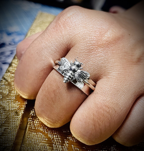 925 Sterling <b>Silver</b> Honey Bee <b>Spinner</b> <b>Ring</b> Handmade Fidget Thumb <b>Ring</b> For Unisex Elegant Wedding or Party Gift - Product Image 6