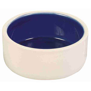 Bol et distributeur de nourriture en céramique pour animaux de compagnie 0,35 L 12 cm Crème-bleu - Product Image 1