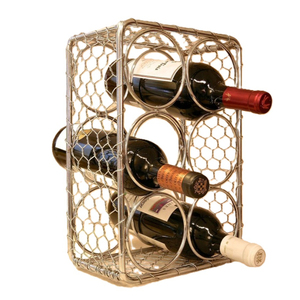 Metal Wine Bottle Carrier With Wooden Handle Antique Style Minimalist Design For Home Decor Handmade Iron Wine <b>Racks</b> - Product Image 5