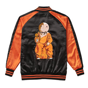 Chaqueta Varsity Personalizada con Temática de Halloween para Hombre, Chaqueta Bomber Naranja con Mangas en Contraste, Uniforme Letterman al por Mayor - Product Image 1