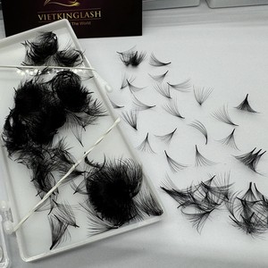 Supplier <b>Premade</b> Fans Eyelash Extensions High Quality Synthetic Hair Handmade 10D-20D Mega Natural Long Narrow Black Matte - Product Image 3