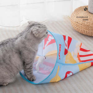 Modern Polyester Interactive Durable <b>Cat</b> <b>Tunnel</b> Play <b>Tent</b> <b>with</b> Hanging Mouse Toy-Eco-Friendly Pet Toy - Product Image 6