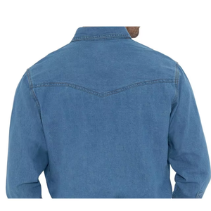 Chemise en jean pour homme, mode, manches longues, décontractée, boutonnée, en denim durable, col classique, poche poitrine unique - Product Image 6