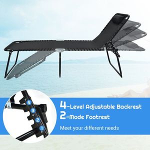 4-Position Adjustable Backrest and <b>Footrest</b> Folding Lounge Chaise Sun Lounger with Comfort Features - Product Image 2