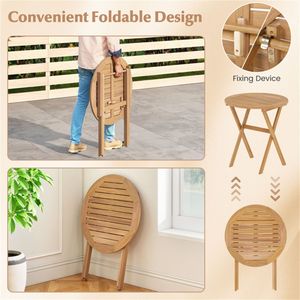Tavolino Rotondo da Giardino in Legno di Acacia 66 x 69 cm, Capacità 81 kg, Pieghevole per Uso Esterno - Product Image 3