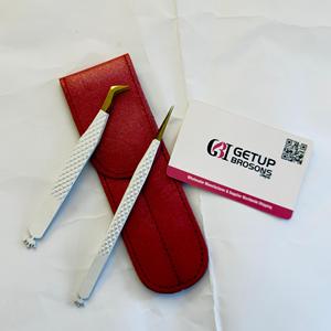 GETUP BROSONS IMPEX GBI-EET-4404234h แหนบต่อขนตาแบบปลายตรง สีขาว ปลายไฟเบอร์สีทอง สแตนเลสสตีล เรียบเนียน - Product Image 3