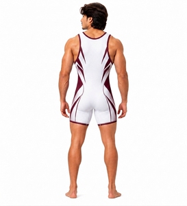 Débardeur de compression sans manches blanc et bordeaux pour homme, col rond, en Spandex et Polyester, respirant, sans coutures, imprimé, vêtement de sport toutes saisons - Product Image 2