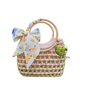 Bolso de mano de paja natural hecho a mano, bolso de mano tejido de junco marino con asas de ratán, decoración floral bohemia, bolso ligero de playa para verano - Product Image 4