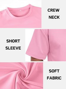 Camiseta de Manga Corta para Hombre, Cuello Redondo, Color Rosa, Corte Holgado, Informal, 100% Algodón Jersey, Color Sólido, Diseño Liso, Beazer Sports 180g - Product Image 6