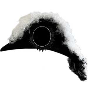 Gorro de Regalia Personalizado de los Caballeros Templarios, Estilo Antiguo Gran Comandante, Negro Liso con Plumas en la Parte Inferior - Product Image 3