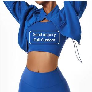 Conjunto de Yoga Deportivo de 3 Piezas para Mujer, Talla Grande, Color Sólido, Personalizado, Transpirable, de Secado Rápido, Top Corto y Leggings Elásticos de Cintura Alta - Product Image 3