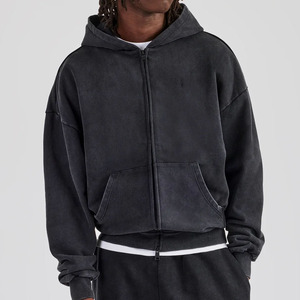 Elite District Men's <b>Hooded</b> Tracksuit Full <b>Zip</b> Cotton Streetwear Set Breathable Fleece Lining Side Pockets Regular Fit Autumn - Product Image 2