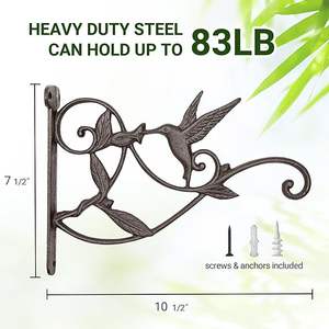 Support mural décoratif en fer pour plantes suspendues, paniers de fleurs, mangeoires à oiseaux, carillons éoliens et lanternes - Lot de 1 - Product Image 2