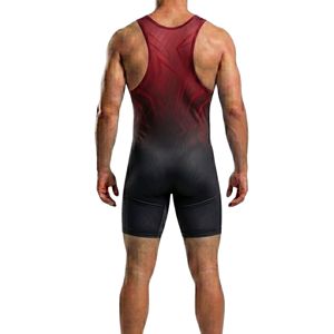 High Elasticity Red Black Gradient Wrestling <b>Singlet</b> Modern Youth Training Spandex Suit Sublimated Printed Wrestling <b>Singlets</b> - Product Image 2