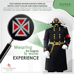 Insignia de manga para uniforme de Caballero Templario Antiguo Gran Maestro, roja y plateada |   Accesorios para Cabañas |   Rosa Ceremonial - Product Image 3