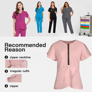 Scrub Uniform Hospital Medical Nursing Scrubs Sets 100% Cotton Washable <b>Top</b> and Pants Spa Beauty Salon Stretchy Nurse Uniform - Product Image 6