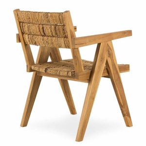 Modern Eco-Friendly <b>Dining</b> <b>Chair</b> Customized Color Made Solid Teak Wood Woven Rattan <b>Natural</b> Finish Adjustable Height for Indoor - Product Image 4