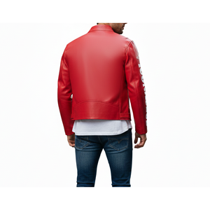 Veste de motard en cuir véritable pour homme Leathertex, collection automne, avec fermeture éclair et col montant, séchage rapide - Product Image 2