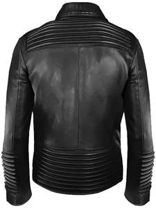 Men's Black Slim Fit Biker Leather <b>Jacket</b> Classic Motorcycle <b>Racer</b> <b>Jacket</b> - Product Image 2