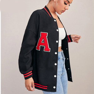 Veste de style Letterman pour femmes, design personnalisé, col en tricot côtelé, élégante, confortable, chaude, streetwear, vêtements d'extérieur pour femmes - Product Image 5