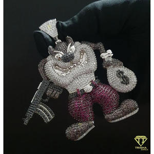 Luxury Character Pendant Lab Grown Diamond Hip Hop Bling Necklace Streetwear Jewelry <b>Piece</b> - Product Image 4