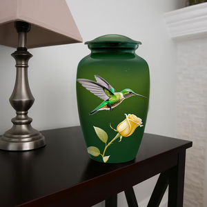 Green Hummingbird Cremation Urn Human Ashes <b>Memorial</b> <b>Keepsake</b> Crematory Urn Polished Finish - Product Image 4