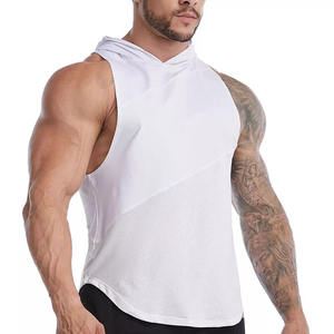 Débardeur de sport à capuche pour homme, personnalisé, séchage rapide, en maille, coupe musclée, sans manches, respirant, pour entraînement et musculation - Product Image 1