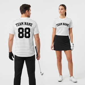 Camiseta Deportiva Personalizada de Manga Corta a Rayas, Unisex, Transpirable, Cuello Redondo, con Nombre del Equipo, 100% Poliéster, Estilo Polo - Product Image 3