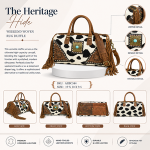 Sac de voyage en cuir de vachette à franges, sac de week-end tissé |   Sac à main de style occidental, fait main, OEM, export Inde 2026, pour femmes - Product Image 3