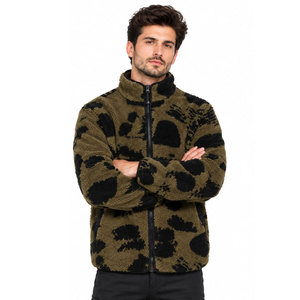Chaqueta de Forro Polar con Camuflaje para Hombre, Cuello Alto, Cierre de Cremallera, Forro Sherpa, Abrigo Casual Cálido para Invierno, Corte Regular - Product Image 5