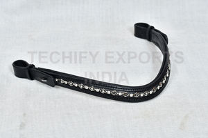 Frontal de boulangerie en cuir noir personnalisé avec cristaux de diamant argentés pour l'équitation - Product Image 5