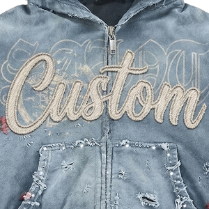 เสื้อฮู้ดดี้ทรงโอเวอร์ไซส์พิมพ์ลายตามสั่ง แต่งลายปักแบบ Acid Wash พร้อมซิปคู่ ดีไซน์ทันสมัย เหมาะสำหรับสตรีทแวร์ - Product Image 5