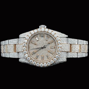 Nuevo Reloj de Pulsera de Dos Tonos con Esfera Redonda y Diamantes de Moissanita, el Más Popular y Mejor Valorado, en Plata de Ley 925, Joyería Elegante para Hombre - Product Image 6