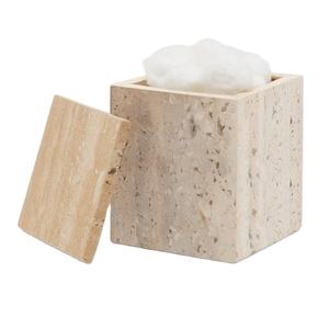 Recipiente Redondo de Mármol con Detalles Dorados, Decoración de Piedra de Lujo para Almacenamiento, Contenedor de Travertino de Estilo Moderno y Elegante - Product Image 1