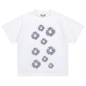 T-shirt pour homme à motif abstrait à pois blancs, manches courtes, col rond, coupe classique, 100% coton jersey, design imprimé - Product Image 6