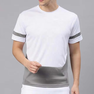 เสื้อยืดออกกำลังกายผู้ชายทรงสลิมฟิตผ้าฝ้ายออร์แกนิคสีพื้นแบบคัลเลอร์บล็อกขายส่งขายดีที่สุด พร้อมบริการออกแบบโลโก้ OEM - Product Image 1