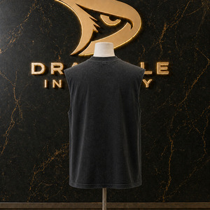 Custom OEM <b>Y2K</b> Streetwear Muscle Tee Rhinestone Embellished Vintage Washed 100% Cotton Jersey Sleeveless Unisex Oversized <b>Shirt</b> - Product Image 2