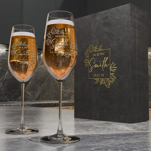 Flûtes à <span class=keywords><strong>champagne</strong></span> en cristal à long pied avec logo personnalisé, élégantes, pour mariage, <span class=keywords><strong>anniversaire</strong></span> - Product Image 4
