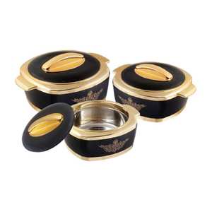 Juego de 3 cacerolas de calidad superior, libres de BPA, aptas para alimentos, fabricadas en India, con tapa, a un precio excepcional. - Product Image 1