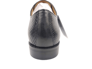 Chaussures Richelieu pour hommes en cuir de vachette noir effet lézard, à bout pointu, à lacets, motif uni, toutes saisons, style bureau et professionnel - Product Image 3