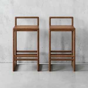 Chaise de bar en teck de style industriel, tabouret de comptoir pour café, restaurant, bar, mobilier durable en bois massif, écologique - Product Image 1