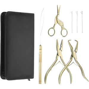 Kit d'outils professionnels pour extensions de cheveux, pinces en acier inoxydable pour la pose et le retrait de micro-anneaux, aiguille à boucle micro-ring - Product Image 1